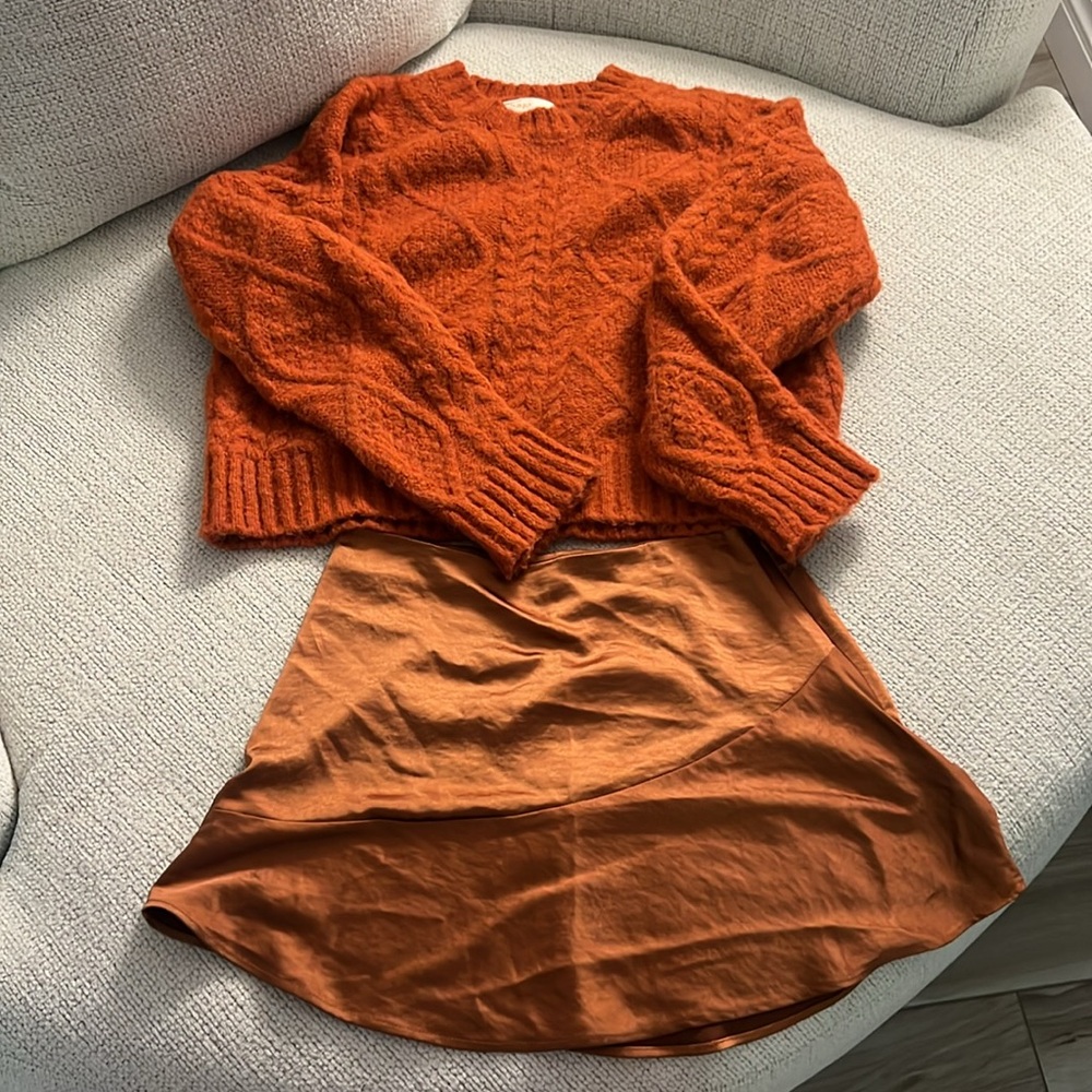 Sage + Paige Satin Skirt & OS Sweater